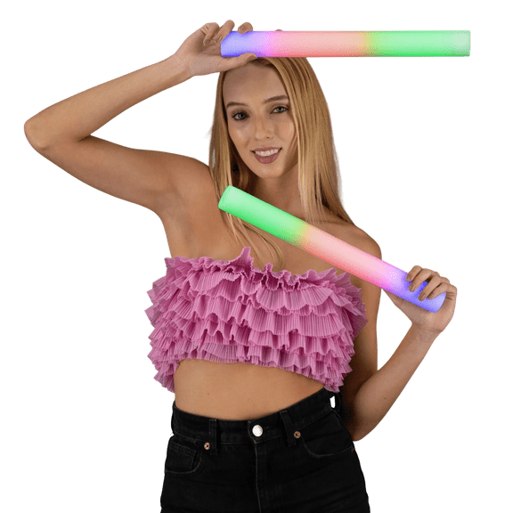 16" LED Glow Foam Sticks - 50 Pack MultiColor Light Up Batons for Parties, Events & Shows by PartyGlowz