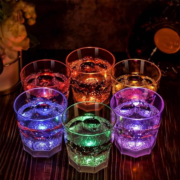 LED Light up Champagne Glasses, Set of 6, Water Liquid Activated Flashing Light up Cup for Birthday Christmas Halloween Weddings(Set-D)
