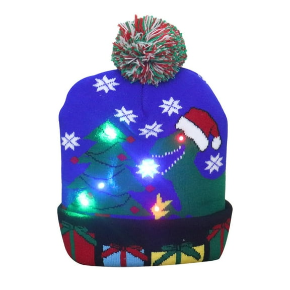 LED Light-up Christmas Hats Xmas Santa Ugly Hat Beanies Colorful Lights Flashing Cap for New Year Party