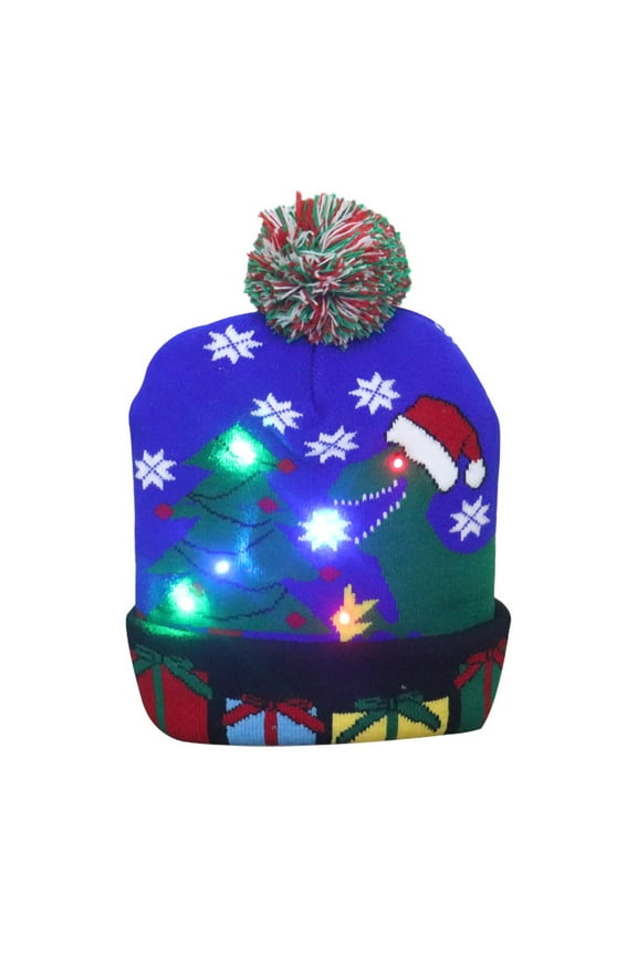 LED Light-up Christmas Hats Xmas Santa Ugly Hat Beanies Colorful Lights Flashing Cap for New Year Party