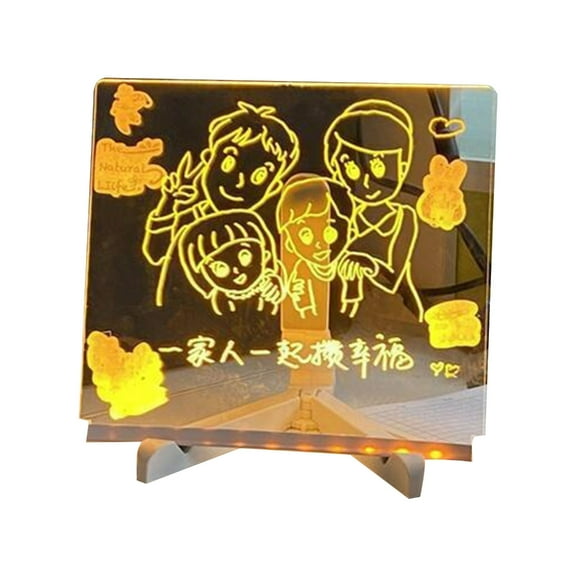 LED Light up Memoboard Clear Acrylic Sign Glowing LED Message Board Illuminated Writing Drawing Board for Home Office