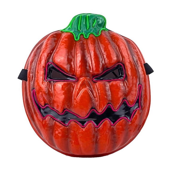 LED Light up Pumpkin Mask Halloween Scary Glowing Face Mask for Costume Festival Masquerade Rave Club Parties Carnival Props, One Size