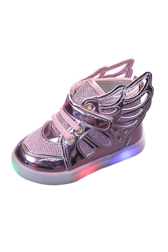 LED Light up Shoes for Kids Boys Girls with Flying Wings High Top Flashing Fashion Sneakers for Toddlers