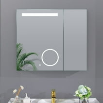 LED Lighted 30"W x 26"T Medicine Cabinet Bathroom Mirror with 3x Magnifying