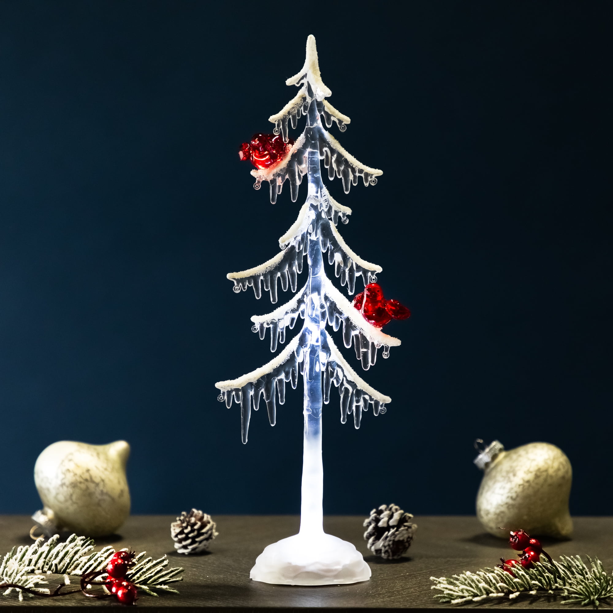 Northlight LED Lighted Acrylic Icicle Tree with Cardinals