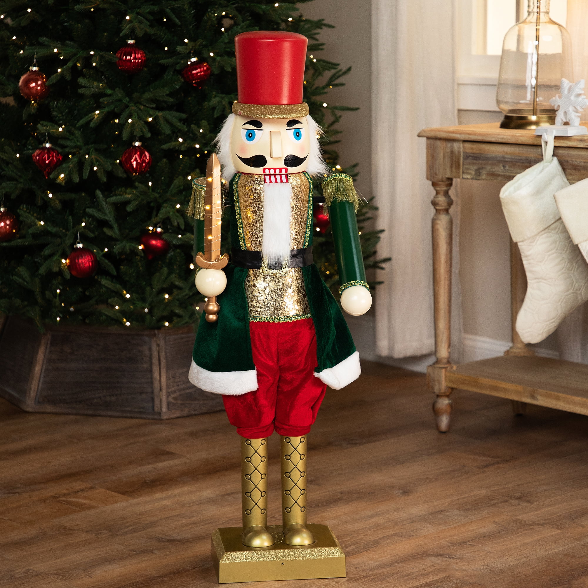 Northlight LED Lighted Animated and Musical Extendable Nutcracker Soldier Christmas Decoration  -