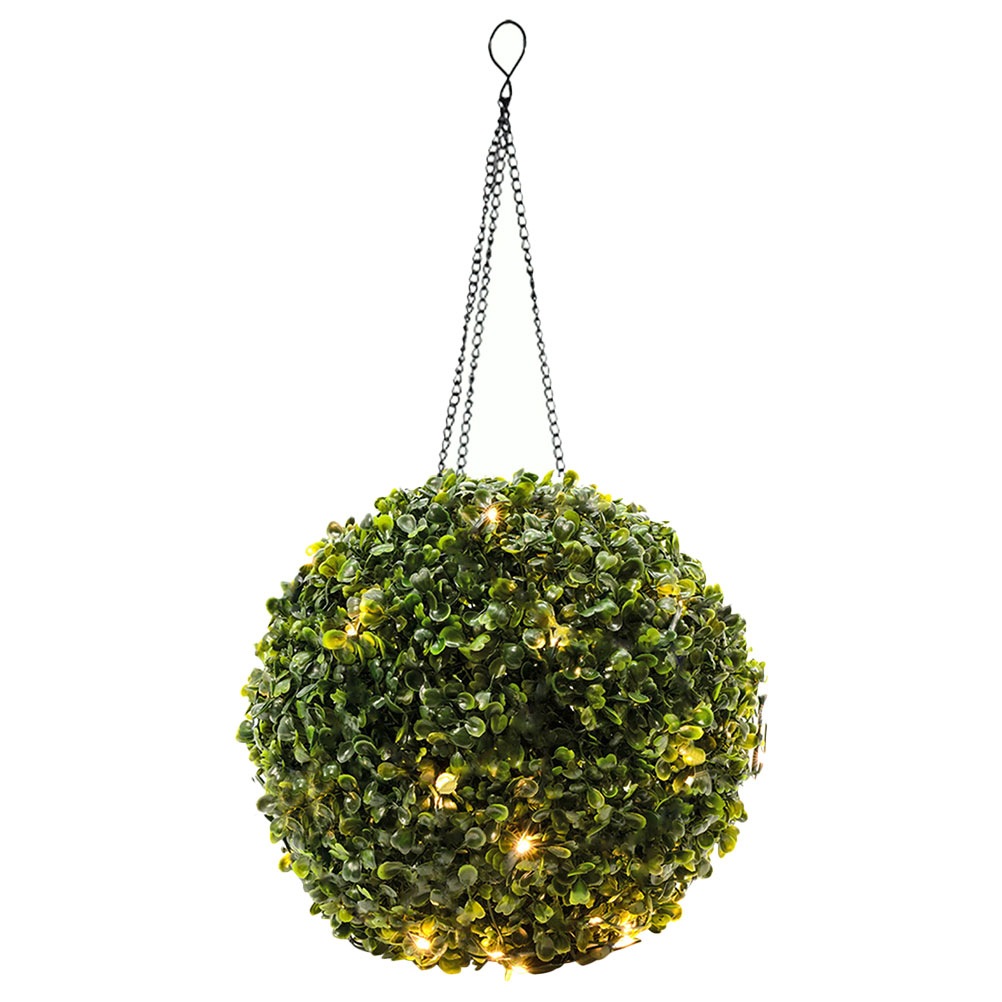 LED Lighted Artificial Plant Topiary Ball Solar Powered Hanging Topiary Ball Lamp