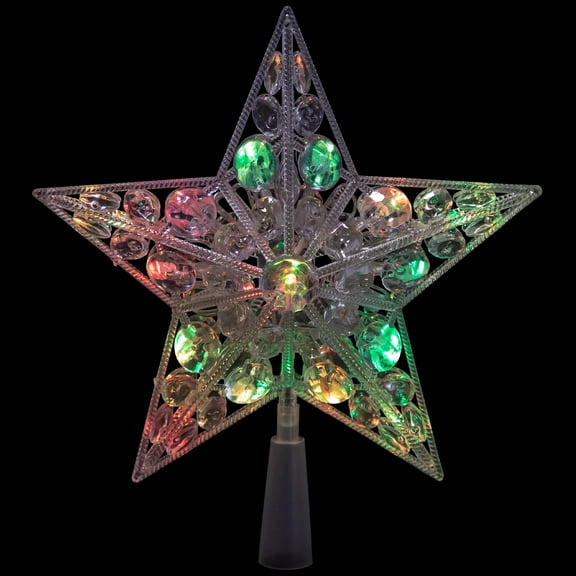 Northlight LED Lighted Battery Operated Color Changing Jeweled Star Christmas Tree Topper - 9.5"