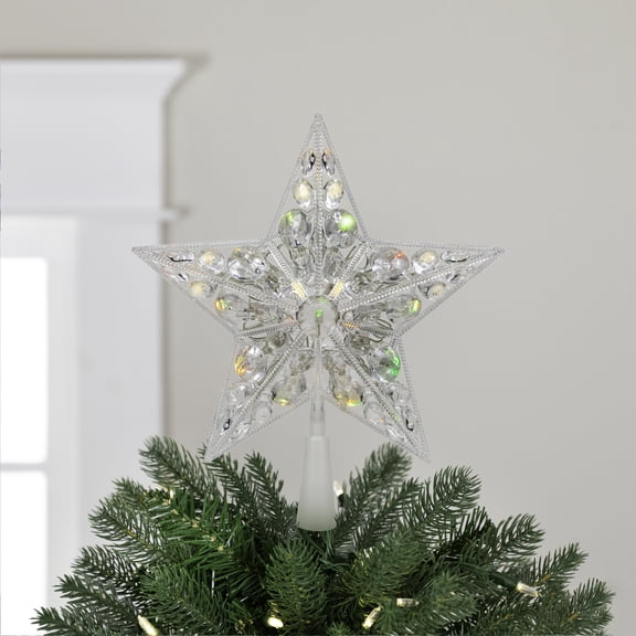 Northlight LED Lighted Battery Operated Color Changing Jeweled Star Christmas Tree Topper - 9.5"
