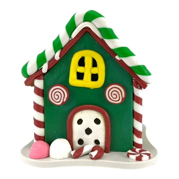 LED Lighted Candy House with Gumdrops and Candy Cane Ornament 2.7 Inch