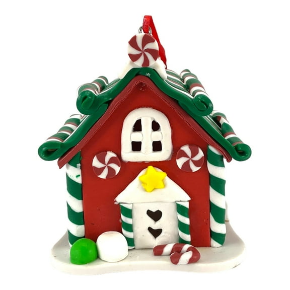 LED Lighted Candy House with Gumdrops and Rolled Roof Ornament 3 Inch
