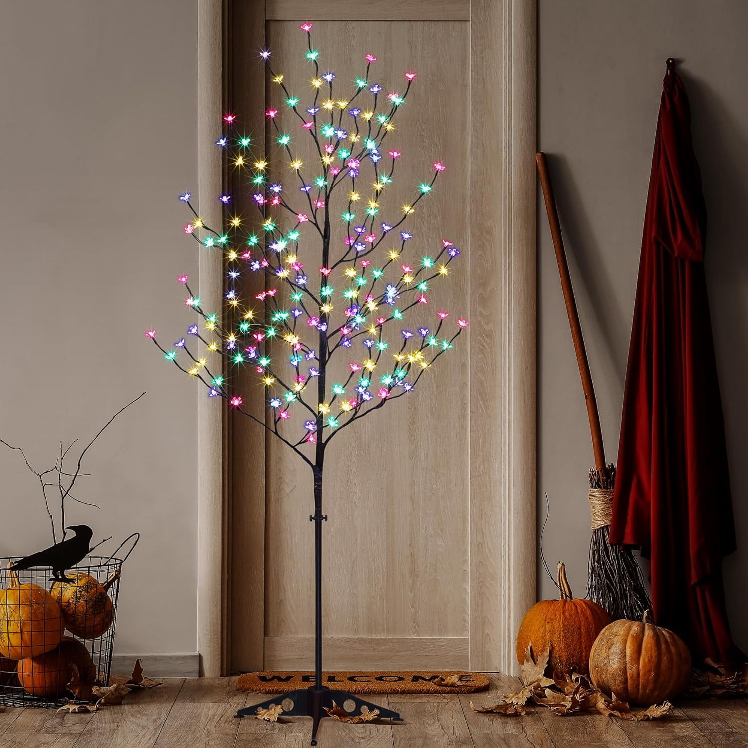 4ft Lighted Cherry Blossom Tree – 144 Warm White LEDs, Dimmable, Waterproof, UL Certified