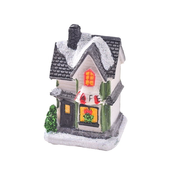 LED Lighted Christmas Village Houses Miniature Snow-Capped Buildings for Indoor Holiday Tabletop Decor Festive Figurine Village Set Decoration