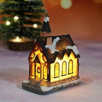LED Lighted Christmas Village - Resin Mini Collectible Buildings, Handmade DIY Tabletop Decoration for Xmas Holiday