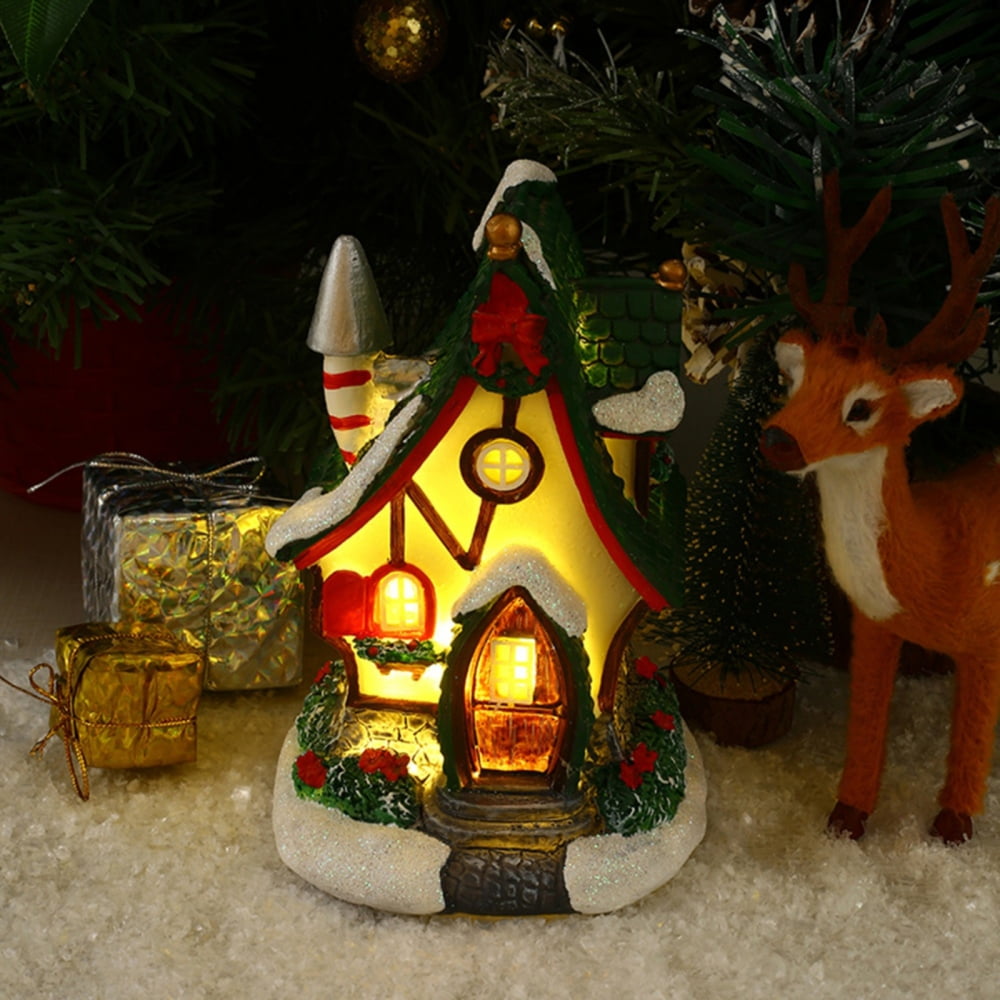 LED Lighted Christmas Village Scene Vintage Small Decorative Light Up