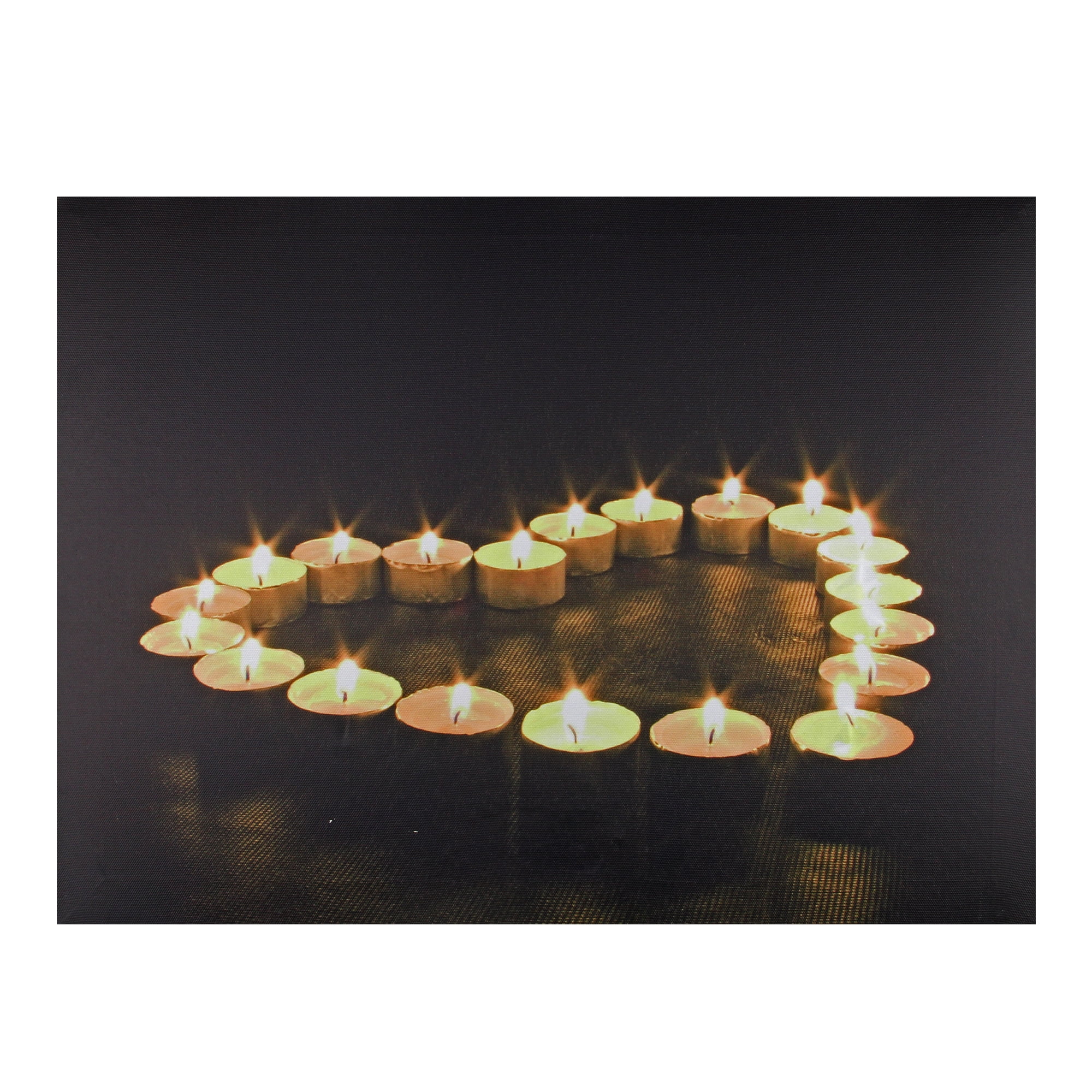LED Lighted Flickering Heart-Shaped Candles Canvas Wall Art 11.75" x 15.75"