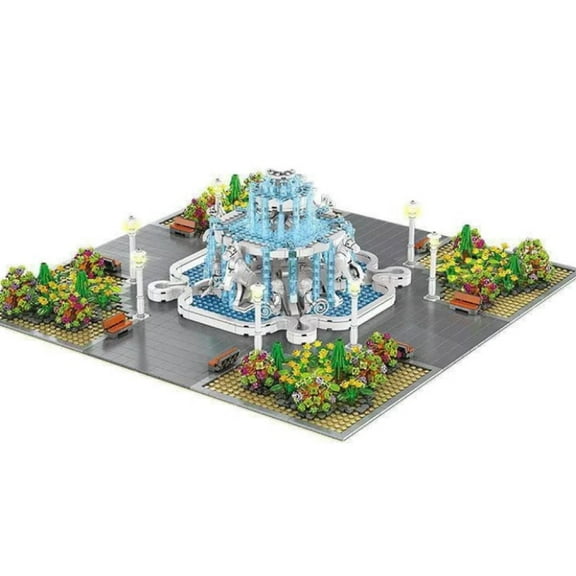 General Jim's Toys & Bricks LED Lighted Fountain Square, Modular Display, 2,960 Pieces
