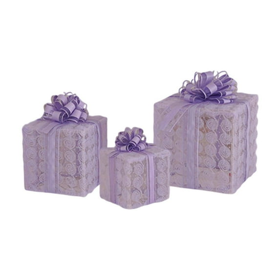 LED Lighted Gift Box Set With Remote Control Three Piece Christmas Decor Boxes For Indoor And Outdoor Use Includes Light String Ideal For Holiday Decor In Any Room