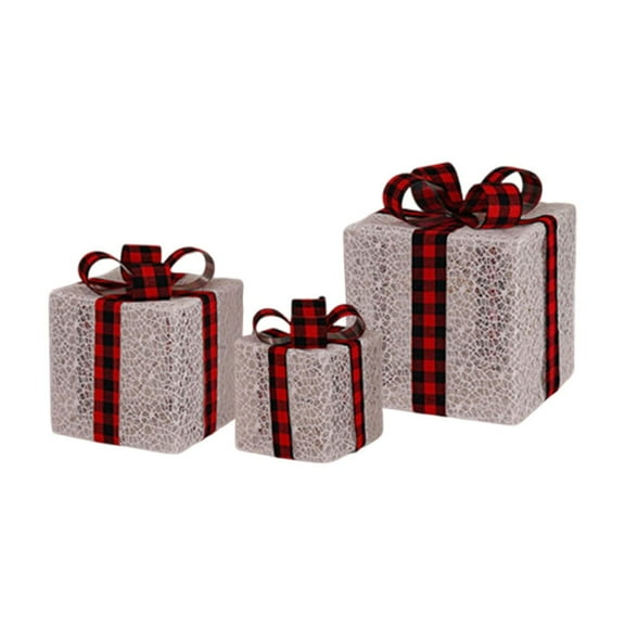 LED Lighted Gift Box Set With Remote Control Three Piece Christmas Decor Boxes For Indoor And Outdoor Use Includes Light String Ideal For Holiday Decor In Any Room