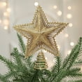 thumbnail image 1 of LED Lighted Gold Metal Christmas Tree Topper - 9in 5-Point Bethlehem Star Treetop, Indoor Outdoor Holiday Decor with Soft Glowing Lights, 1 of 6