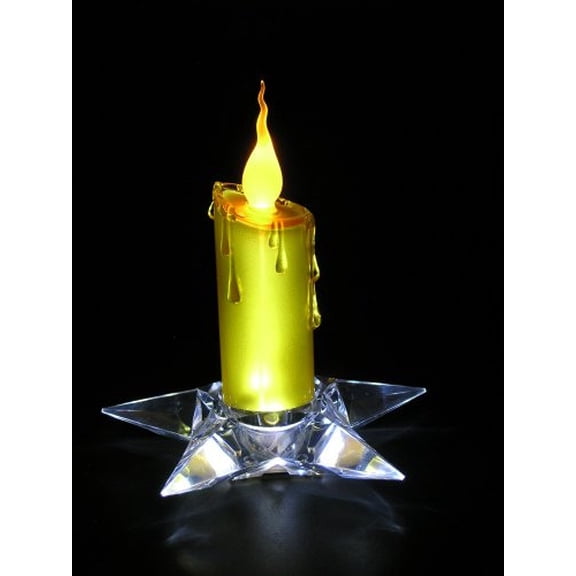 Christmas Candle - Gold Star Acrylic with Clear Star Base - Holiday Decoration - Measures 6"H X 4.5W - 9555