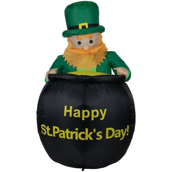 Northlight LED Lighted Inflatable Leprechaun with Pot of Gold St. Patrick's Day Outdoor Decoration -