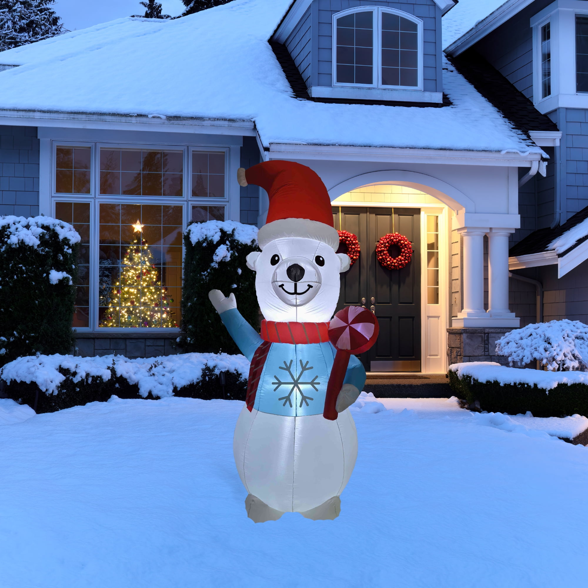 LED Lighted Inflatable Polar Bear Outdoor Christmas Decoration - 8.25 ...