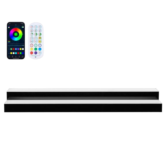 40 Inch 2-Tier LED Lighted Liquor Bottle Display Shelf, Acrylic Illuminated Home Bar Rack for 2028 Bottles with USB Power, RF Remote & App Control, 9 Static Colors, Timing & Music Sync Modes