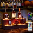 thumbnail image 1 of LED Lighted Liquor Bottle Display Shelf, 20 Inch Bar Display Shelf, DIY Illuminated Bottle Shelf with App & Remote Control, 2 Step Freestanding Holding Bottles for Home Bar, Party, Walnut, 1 of 6