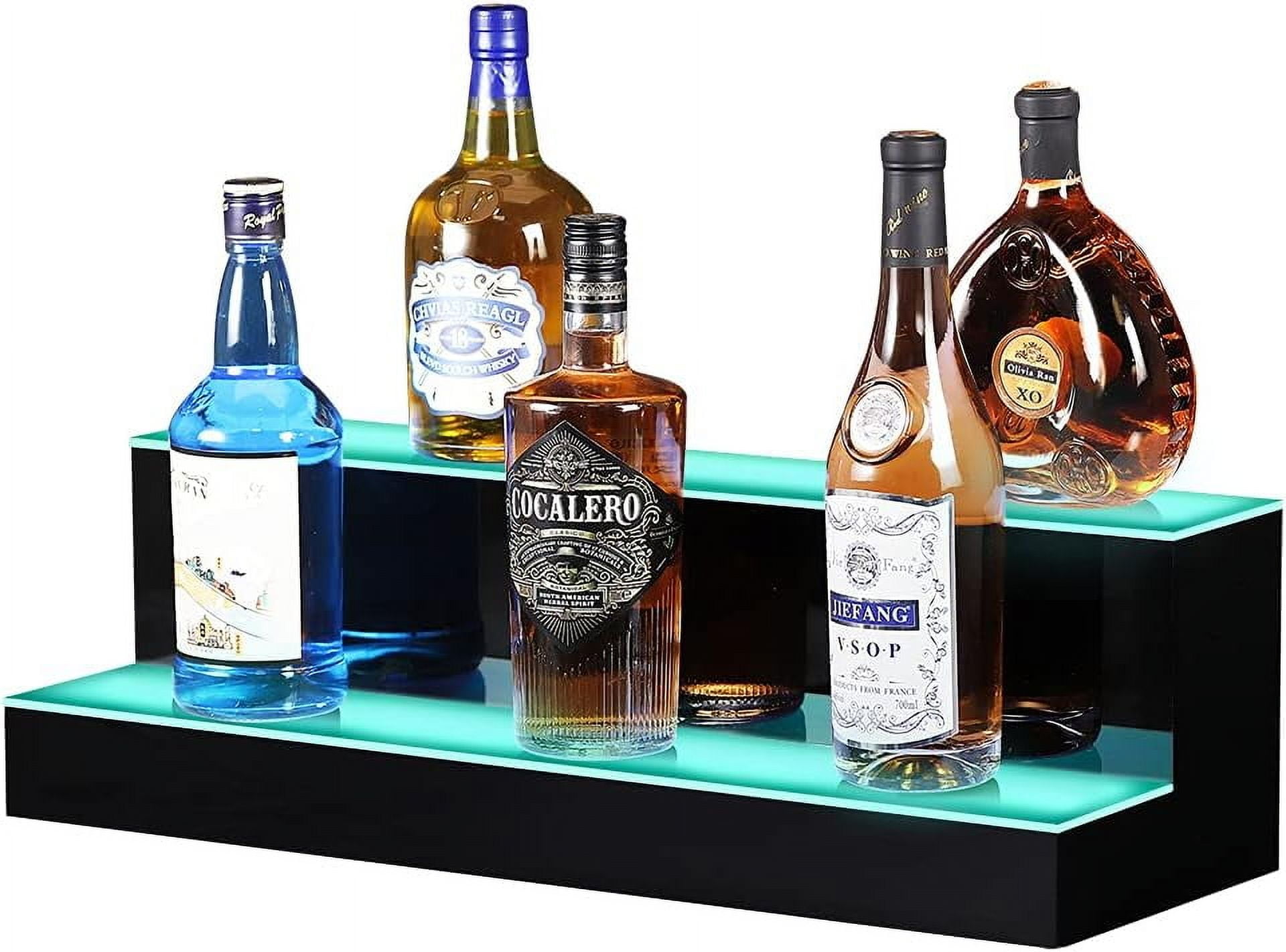 2 Tier Led Lighted Liquor Bottle Display Shelf