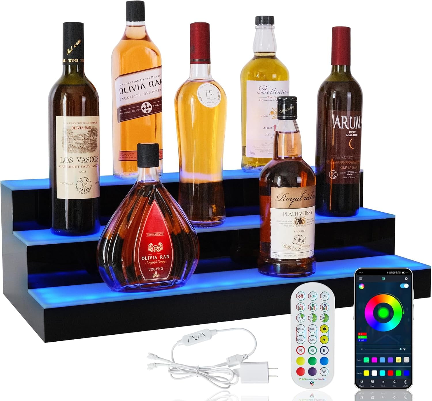 LED Lighted Liquor Bottle Display Shelf s Acrylic Bar Bottle Display ...
