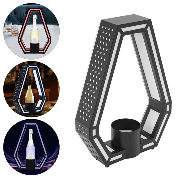 LED Lighted Liquor Bottle Display Shelf Rhombus Bottle Display Stand with Remote Control 7 Color Adjustable Glowing Wine Bottle Display Shelf Champagne Bottle Presenter for Bar Nightclub Party