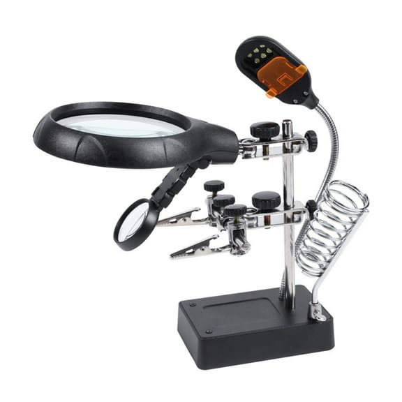 LED Lighted Magnifier Helping Hands Station Welding AlligatorsClip for Soldering