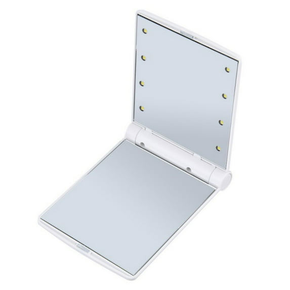 LED Lighted Makeup Mirror, Travel Mirror with 8 Dimmable Led Lights,1X and 2X Magnification, Touch Switch, Portable Compact Mirror