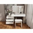 thumbnail image 1 of LED Lighted Makeup Vanity Table with Mirror - White Beauty Station with Storage Drawers, Matching Stool, and Organizing Compartments for Makeup Brushes and Cosmetics, 1 of 9