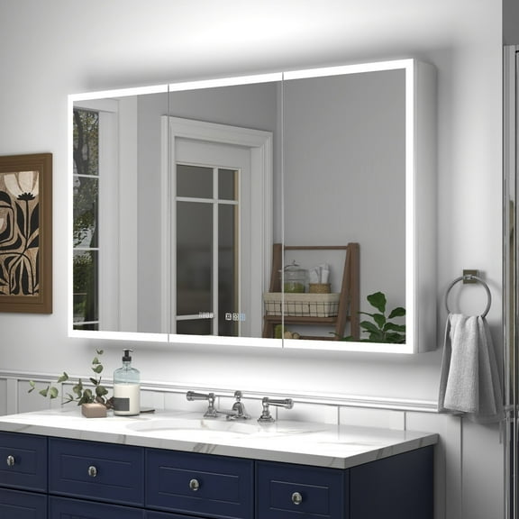 Rim 48 Inch Medicine Cabinet with Lights - 48" W x 30" H LED Lighted Recessed or Surface Mirrors