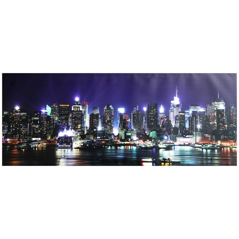 LED Lighted NYC New York City Skyline Canvas Wall Art 15.75