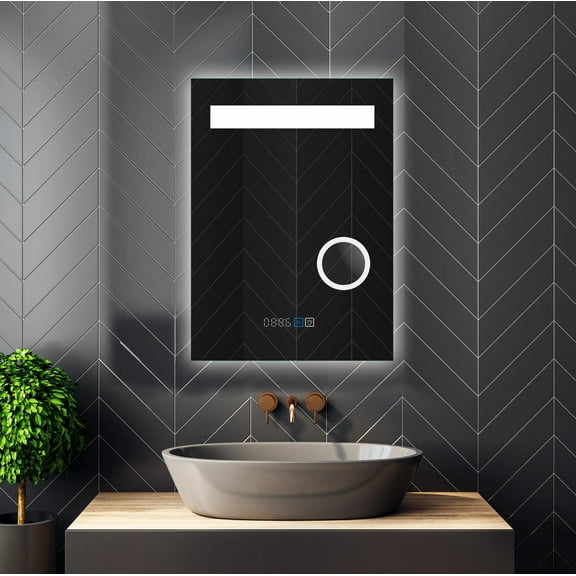 LED Lighted Smart Bathroom Mirror / Clock / Temperature / Magnifying - 20x28 / 32x24 / 40x24