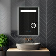 LED Lighted Smart Bathroom Mirror / Clock / Temperature / Magnifying - 20x28 / 32x24 / 40x24