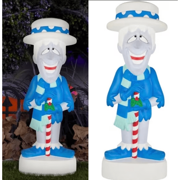 LED Lighted Snow Miser Blow Mold Outdoor Christmas Decor, Classic Cartoon Villain Style Glowing Figure for Kids' Holiday Fun