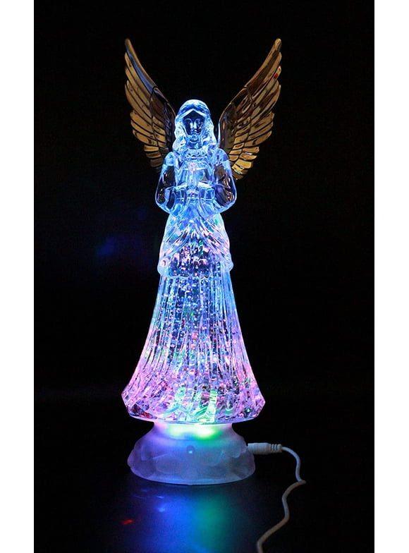 LED Lighted Sparkling Multi-Color Changing Figurines 12'' Prayer Angel Statues Home Decorative/Decor Figurine Faith-Hope- Love-Peace Angels Wings Statue XMAS Ornaments Decorations