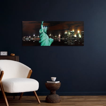 Northlight LED Back Lit Statue of Liberty and NYC Skyline Canvas Wall Art - 15.75" x 39.25"