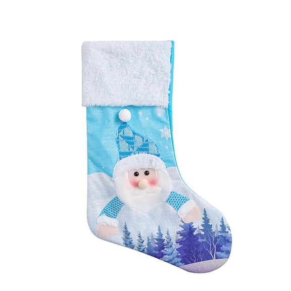 LED Lighted Stocking Hanger Ornament for Holiday Mantel Decoration Sky Blue 21cm Polyester