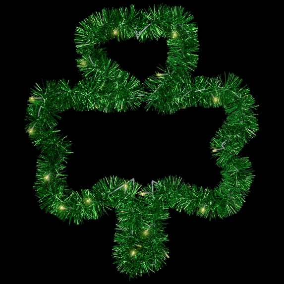 Northlight LED Lighted Tinsel Shamrock St. Patrick's Day Window Decoration - 25"
