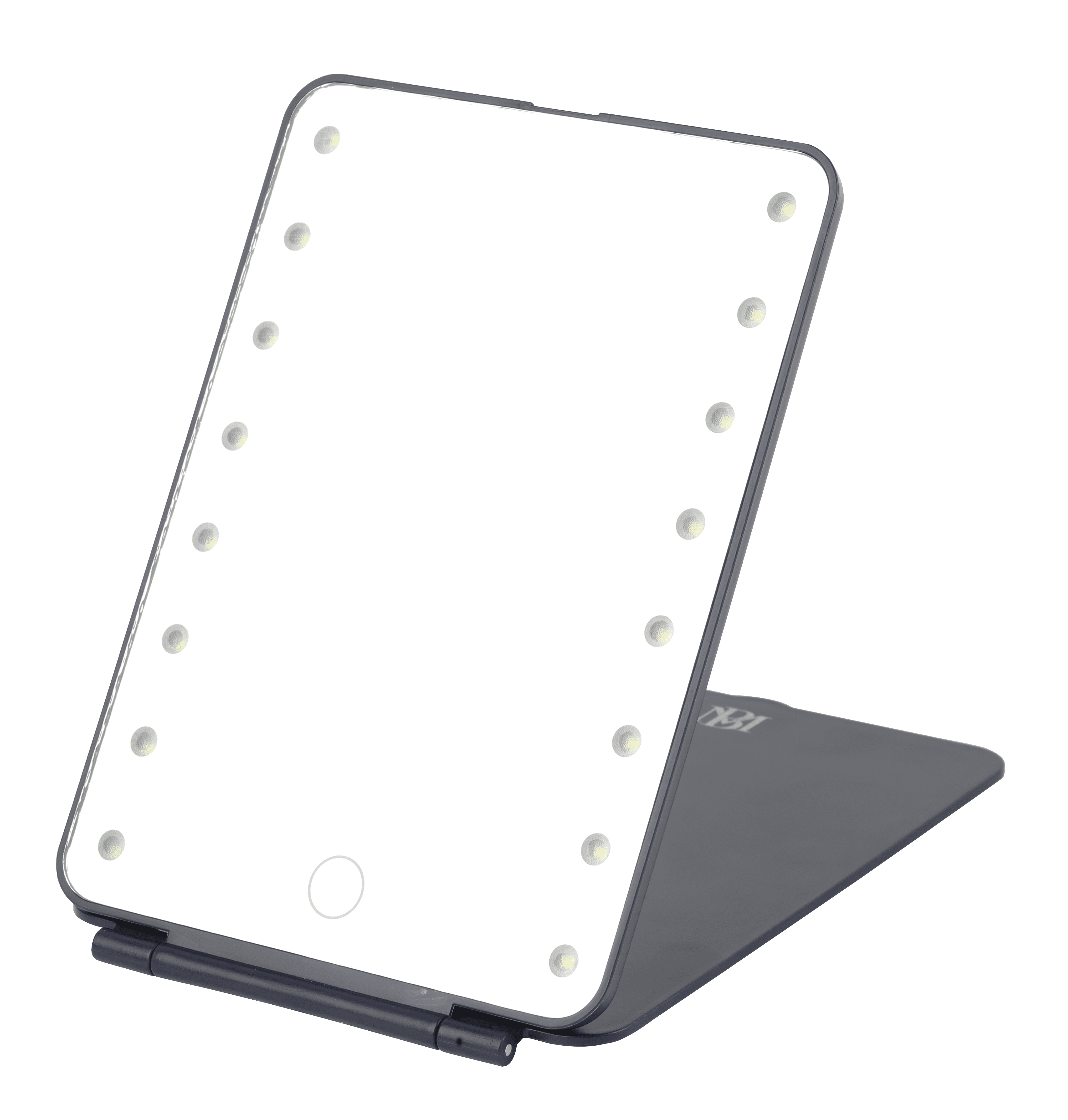 LED Lighted Travel Face Mirror, 16 LEDs, Includes Stand, White