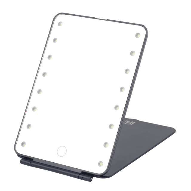 LED Lighted Travel Face Mirror, 16 LEDs, Includes Stand, White