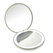 LED Lighted Travel Makeup Mirror, 1x/10x Magnification Compact Mirror, Portable for Handbag, Purse, Pocket, 3.5 inch Illuminated Folding Mirror, Handheld 2-Sided Mirror, Round, White