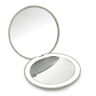 Fancii LED Lighted Travel Makeup Mirror, 1x/10x Magnification - Daylight LED,  Compact, Portable, Large 5 Wide Illuminated Folding Mirror (Lumi) (Silk  White)