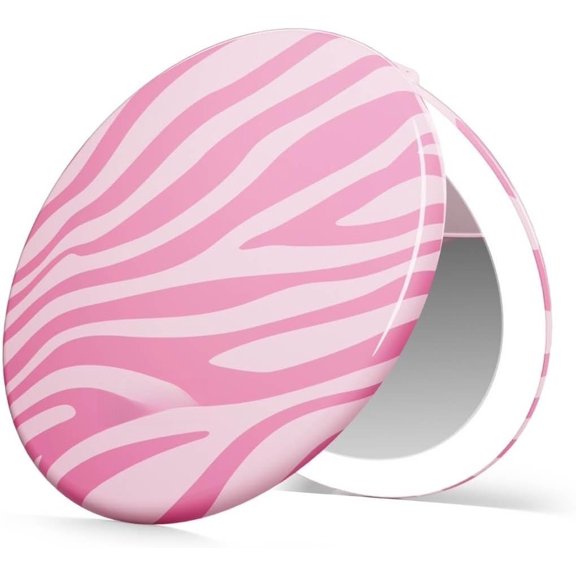 LED Lighted Travel Makeup Mirror, Rechargeable, 10x /1x Magnifying, Tru-Glow Lighting System, XL Large 5" Wide | Compact Mirror for Purses (Blush )