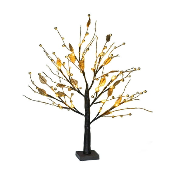 LED Lighted Tree with Red Cardinal Birds Golden Fruit Branches 18-Inch Decorative Tabletop Lamp Battery Operated Warm White Lights for Home Living Room Bedroom Holiday Fall Winter Decor
